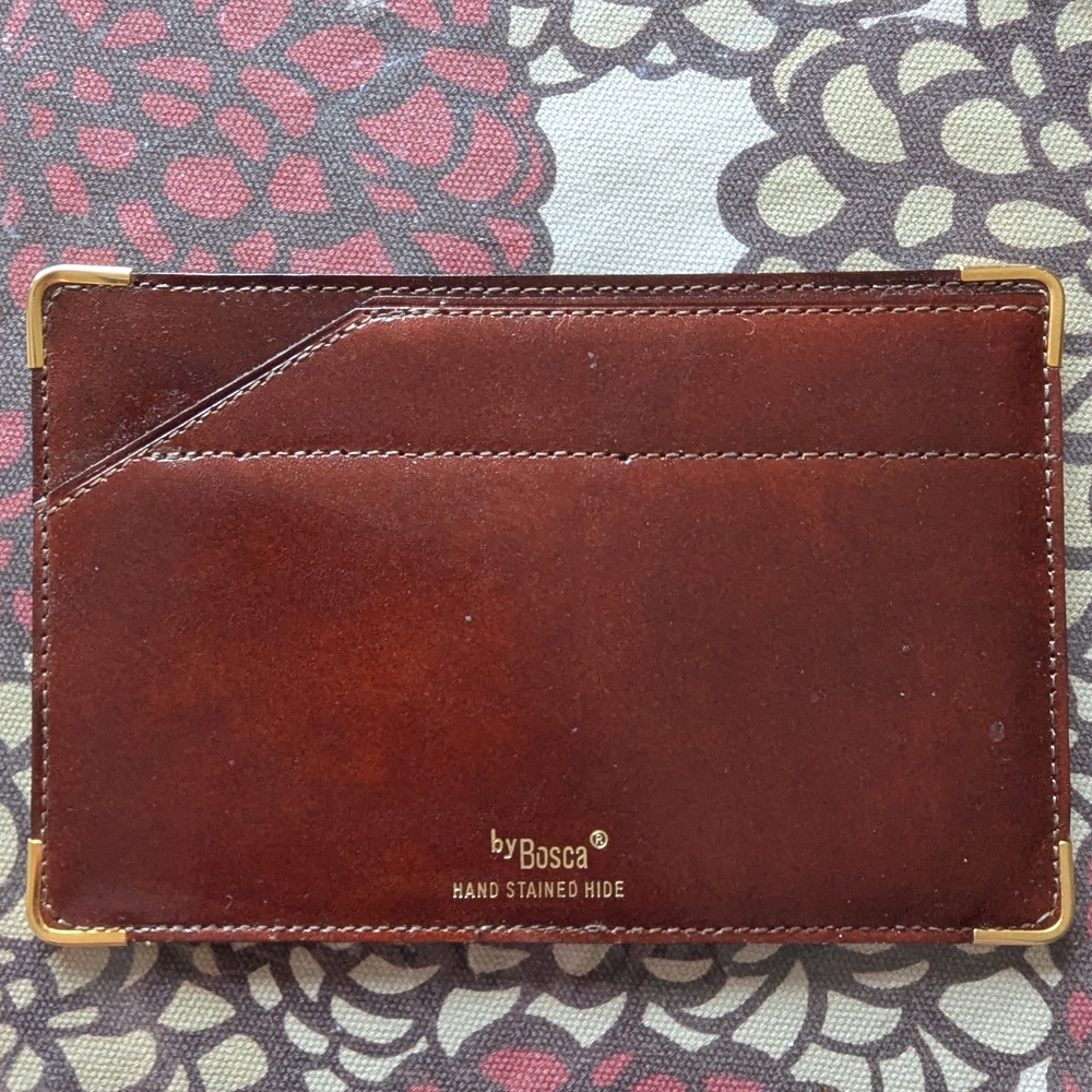 Vintage Bosca Hand Stained Brown Leather Card Holder/Wallet